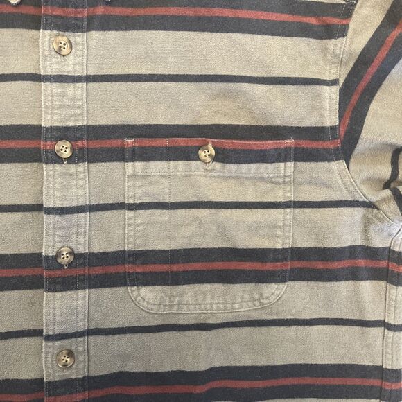 Cabela's Chamois Blanket Shirt Men Gray Southwest Stripe Heavy Cabin Overshirt L - Picture 5 of 9